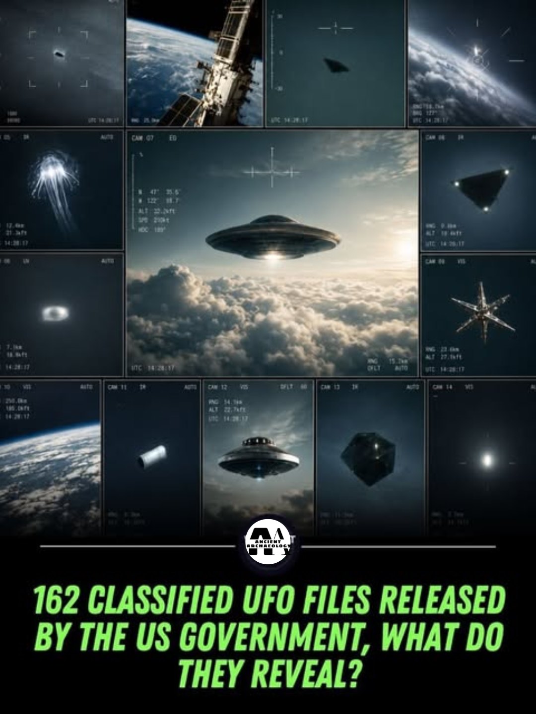 Có thể là hình ảnh về văn bản cho biết 'RACIEMYY ANCIEMY c 162 CLASSIFIED UFO FILES RELEASED BY THE US GOVERNMENT, WHAT DO THEY REVEAL?'