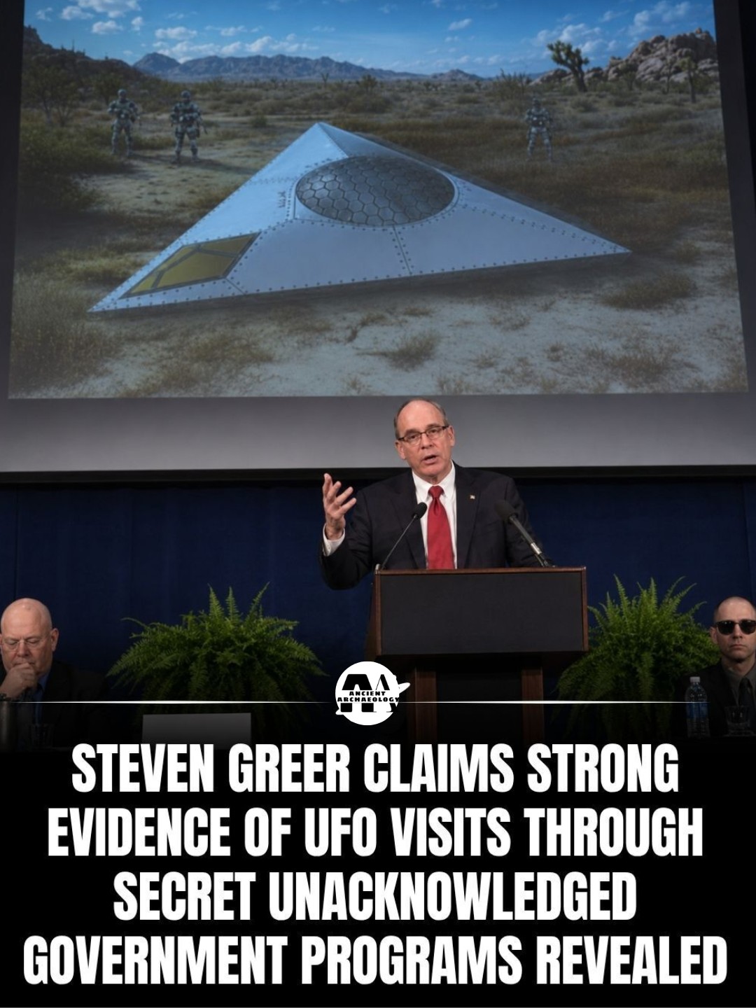Có thể là hình ảnh về văn bản cho biết 'RET RENREOLOG A STEVEN GREER CLAIMS STRONG EVIDENCE OF UFO VISITS THROUGH SECRET UNACKNOWLEDGED GOVERNMENT PROGRAMS REVEALED'