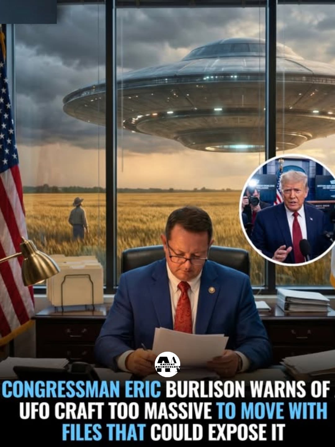 Có thể là hình ảnh về Phòng Bầu dục và văn bản cho biết 'A CONGRESSMAN ERIC BURLISON WARNS OF UFO CRAFT To MᴀssIVE TO WITH FILES THAT COULD EXPOSE IT'