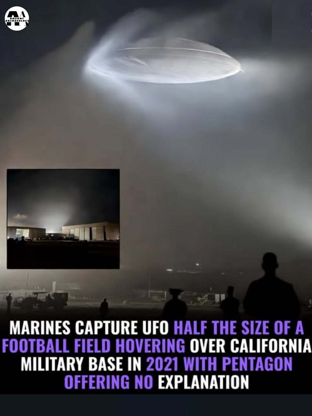 Có thể là hình ảnh về khí cầu nhỏ và văn bản cho biết '00၄ . MARINES CAPTURE UFO HALF THE SIZE OF A FOOTBALL FIELD HOVERING OVER CALIFORNIA MILITARY BASE IN 2021 WITH PENTAGON OFFERING NO EXPLANATION'