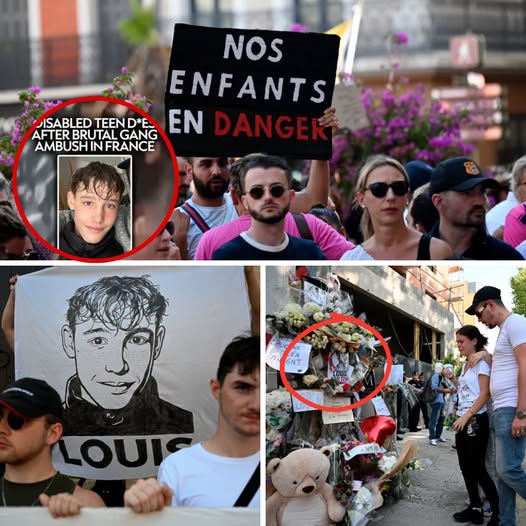 Có thể là hình ảnh về đám đông và văn bản cho biết 'NOS ENFANTS ISABLED ISABLEDTEEND*E TEEN AFTER BRUTAL GANG ENDANGEK EN AMBUSHINFRANCE AMBUSH FRANCE 6NT LOUI 化'