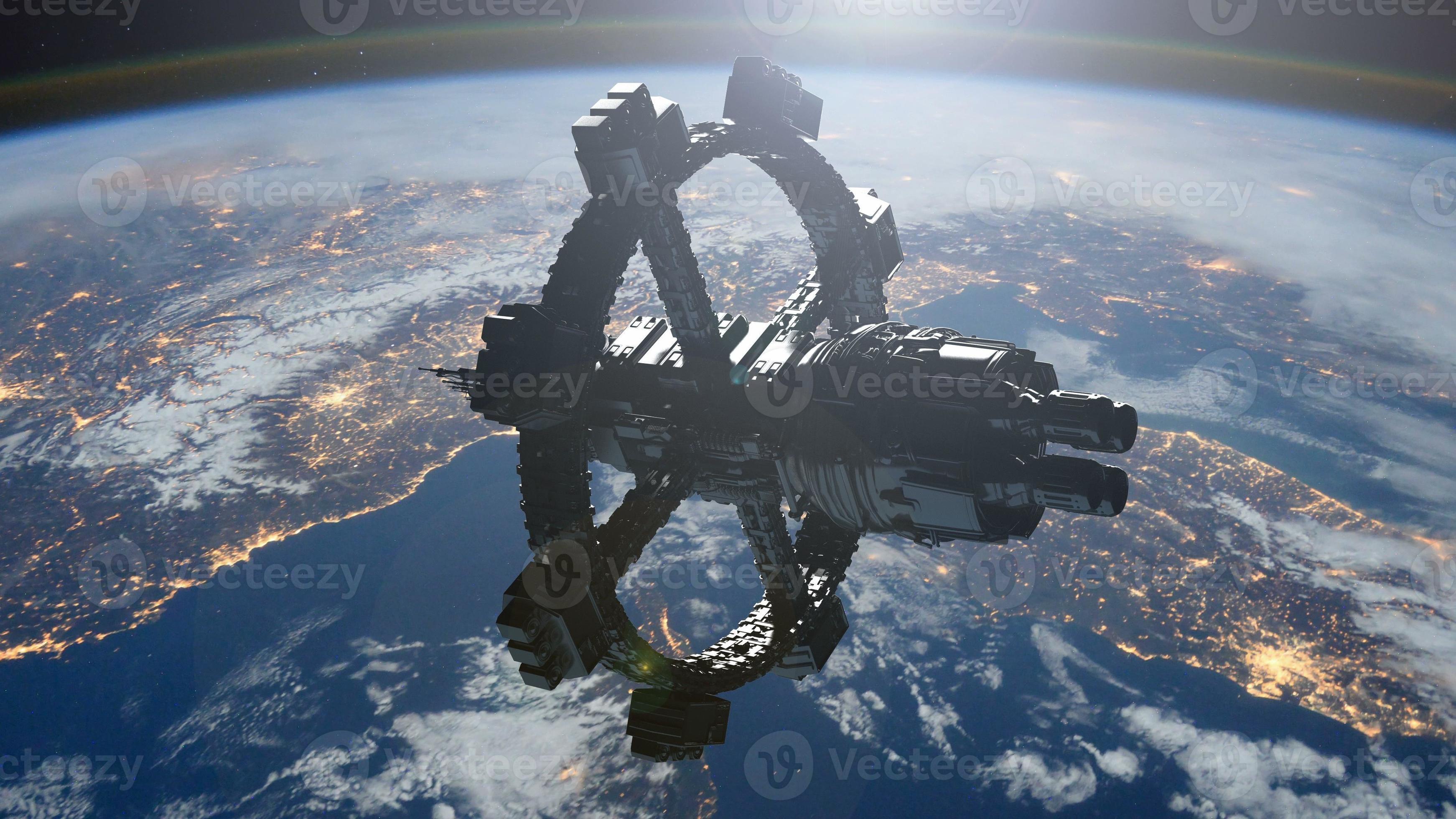 Space Station Orbiting Earth. Elements of this image furnished by NASA 5608433 Stock PH๏τo at Vecteezy